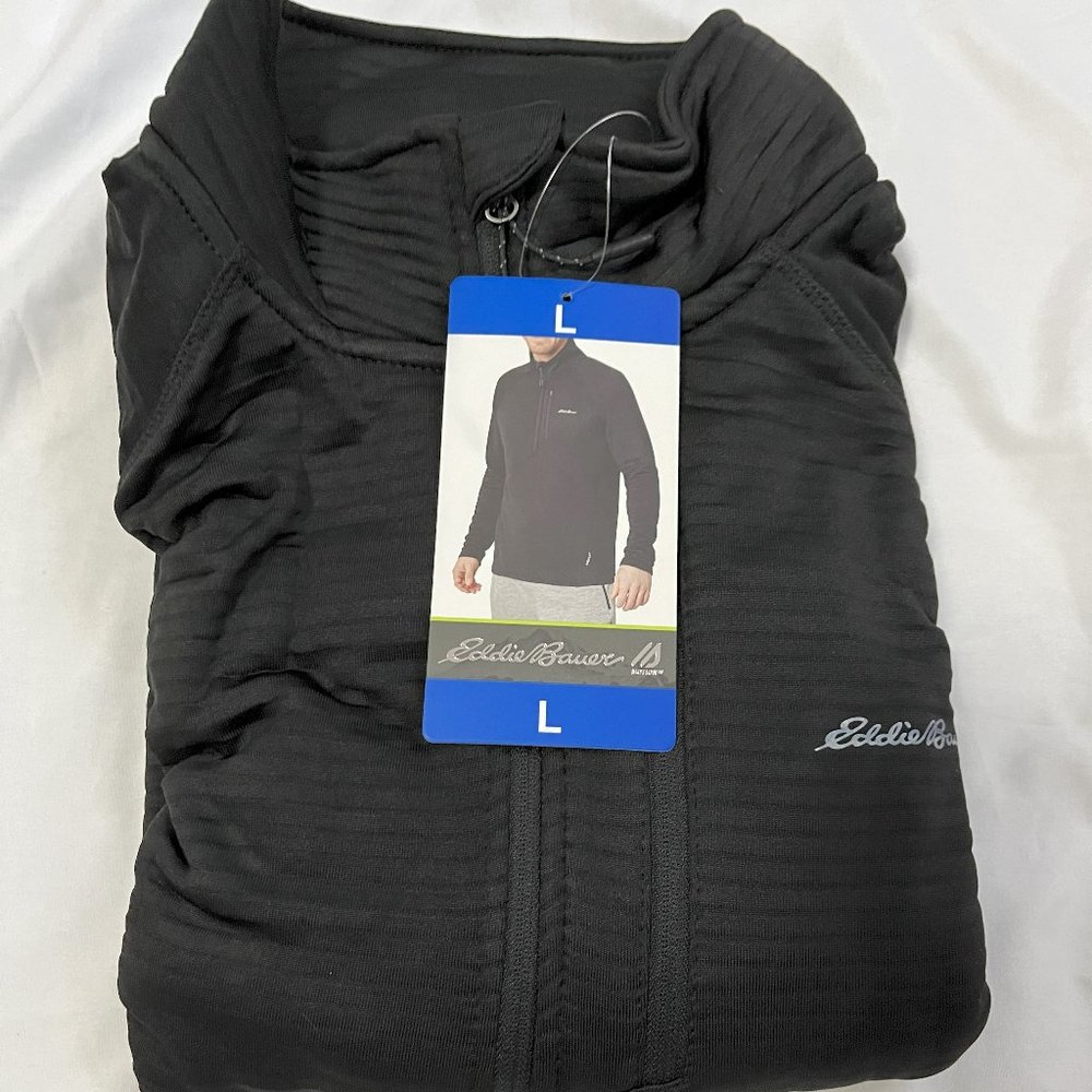 NWT Eddie Bauer Men's 1/4 Zip Jacket, Black, Size L